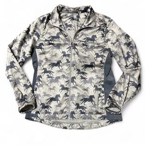 Ariat Kids Windbreaker with Horse Pattern in Gray and Cream